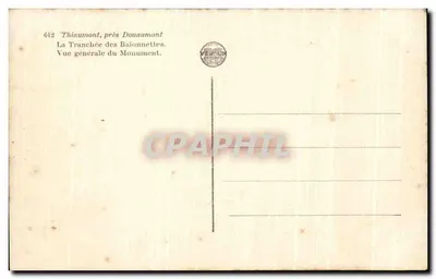 Thiaumont, cerca de Douaumont — La Trinchera de las Baionetas — Vista general del Monumento — Véron Éditions, n°612 — Reverso