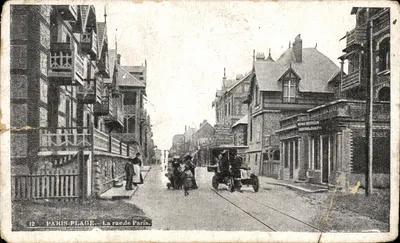 Bilhete postal antigo Paris Plage La Rue de Paris