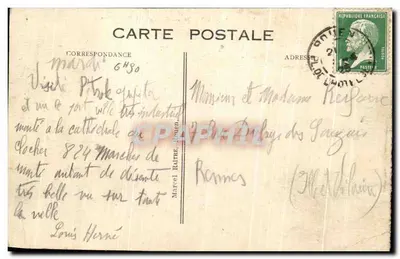 Stara pocztówka Rouen Port La Rue Verte — Rewers