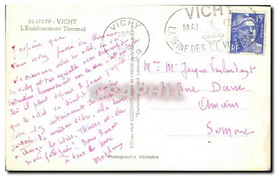 Vichy — O Estabelecimento Termal — A Garça — Verso
