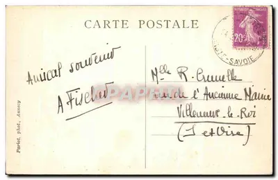 Lago de Annecy — Montanha de Entreverne e o Charbon — Locais pitorescos da Saboia — editor Duingt, n° 303 — Verso
