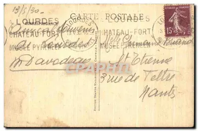 Lourdes — Bazylika i Pic du Jer — Wydawnictwo Grands Magasins de la Chapelle — Rewers