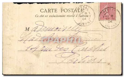 Bilhete postal antigo Persac O Castelo e a Torre da Igreja — Verso