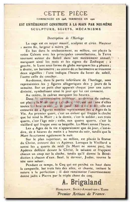 Gothyczna astronomiczna zegar — A. Brigaland, Saint-André-de-l'Eure — n° 1003 — Rewers