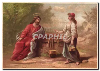 Jesus und die Frau aus Samaria — biblische Szene — Verleger nicht sichtbar