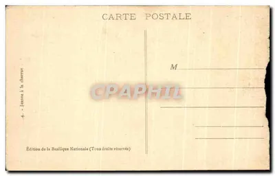 Femme à la charrue — cheval labourant un champ — Édition de la Basilique Nationale — Verso