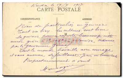 Stara pocztówka Afryka Zachodnia Conakry Pałac Sądu Gwinei — Rewers