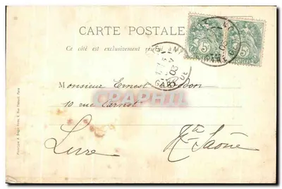 Bilhete postal antigo Montgeron A Igreja — Verso