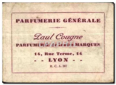 Karteikarte Paul Cougne Rue Terme Lyon Der Provencalische Parfümeur Paris Grasse Namiko — Rückseite