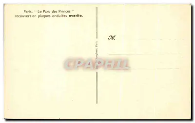 Paryż, „Le Parc des Princes” — pokryty falistymi płytkami everite — Drukarnia Vaugirard, Paryż — Rewers