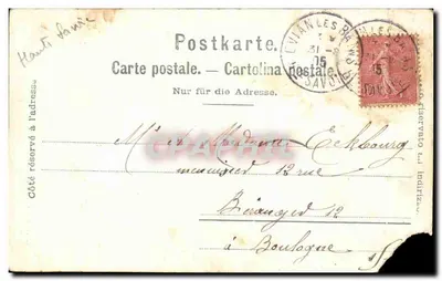 Bilhete postal antigo Caminho de Ferro Territet Glion Suíça — Verso