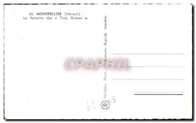 Montpellier (Hérault) — Fontanna « Trzech Błogosławionych » — Prawdziwy Fotograf — Reprod. — Reprod. — Rewers