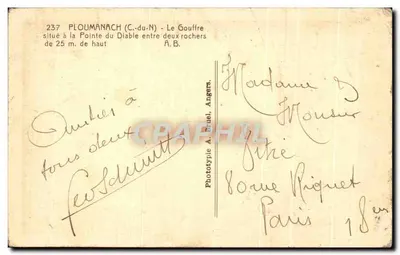 Le Gouffre à la Pointe du Diable — PLOUMANACH (C.-du-N) — Phototypie A. Bruel, Angers — Reverso
