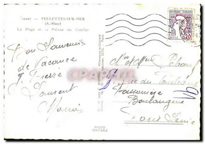 Veuillettes-sur-Mer — La Playa y la Falda del Catelier — E. Mignon — Reverso
