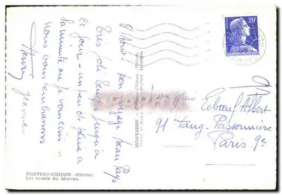 Castelo de Chinon — Os montes do Morvan — editor Montaron — Verso
