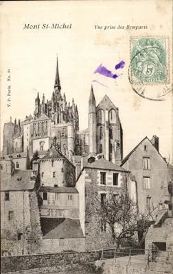 CPA Mont St Michel Vue prise des Remparts