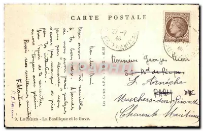 Lourdes — La Basilica e il Gave — Le Carte A.P.A. - ALBI — Verso