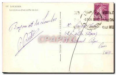 Lourdes — O Castelo-Forte e o Pié do Jerônimo — Edição P. Doucet — Verso