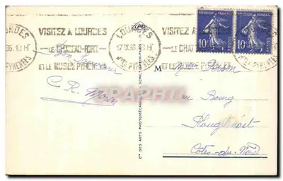 Lourdes — Bazylika i Gave — wydawca C.° des Arts Photomécaniques, n° 30 — Rewers