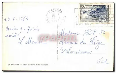 Lourdes — Ogólny widok katedry — Wyd. P. Doucet, Lourdes — Rewers