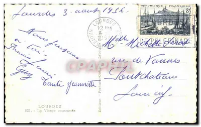 Lourdes — Estátua da Virgem coroada — Éditions Lourdes 821 — Verso