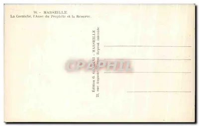 Marseille — A Corniche, A Anse do Profeta e a Reserva — Edição G. Gandini, Marseille — Verso