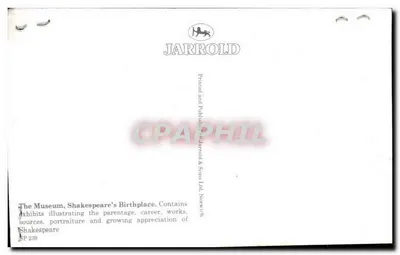 Bilhete postal moderno O Museu Shakespeare's Birthplace Contém exposições — Verso