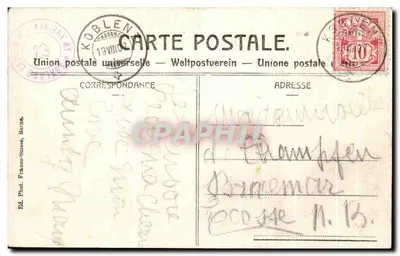 Rzeka Ren w Schaffhouse — spad Ren — Wyd. Fot. Francusko-Szwajcarska, Berna, n° 4071 — Rewers