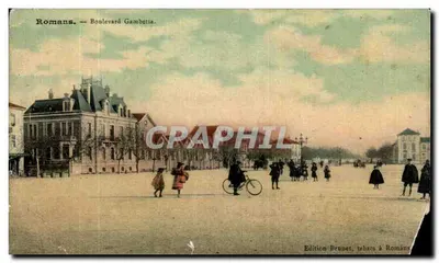 Bilhete postal antigo Romans Boulevard Gambetta
