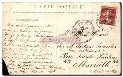 Bilhete postal antigo Romans Boulevard Gambetta — Verso