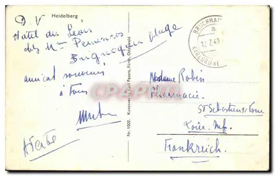 Heidelberg — widok zamek i most — Kunstverlag Karl Peters, Nr. 1002 — Rewers