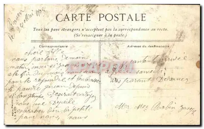 Stara pocztówka Rouen, statua Napoleona I — Rewers