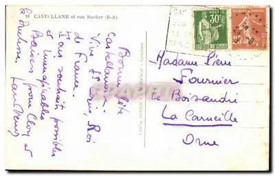 Castellane e seu Rocher (B-A) — Editor: Bontoux & Domenge — Verso