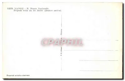Tripode sustentado por três sátires — Bronze antigo — F.lli Alinari, Florença — Verso