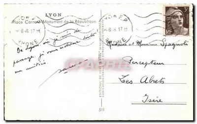 Monumento da República — Lyon — Editor Estel, n°511 — Verso
