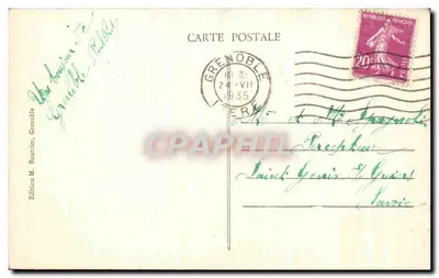 Grenoble — Perspektywa na miasto i Mouchelette — Widok z Jardin des Dauphins — Wydawnictwo M. Bourcier, Grenoble, n°298 — Rewers
