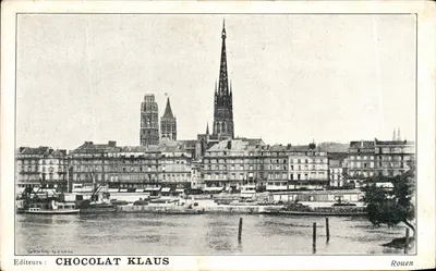 Rouen — vista do porto e da catedral — Editeurs : CHOCOLAT KLAUS