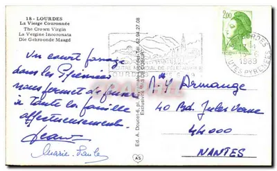Lourdes — Statua della Vergine Coronata — Editore IRIS — Verso