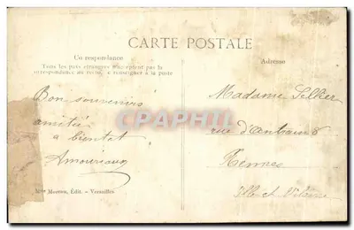 Bilhete postal antigo Versailles O Grand Trianon Salão dos Espelhos e mesa do Conselho dos Ministros — Verso