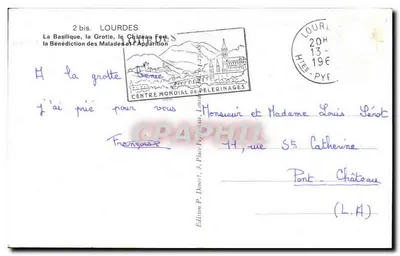 Lourdes — Pamiątka z Lourdes — Wydawnictwo P. Doucet — Rewers