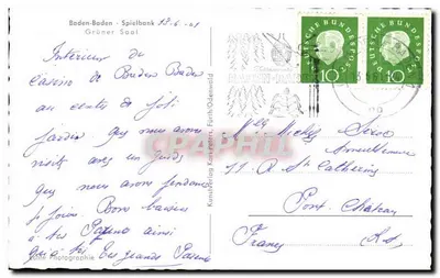 Wnętrze kasyna w Baden-Baden — Grünner Saal — Kunstverlag Karl Peters, Odenwald — Rewers