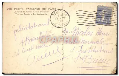 Palais de Justice — cour d'honneur — éditeur Mona — Verso