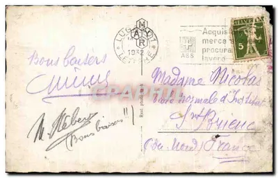 Bilhete postal antigo Lago di Lugano com Monte Bre — Verso
