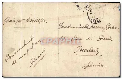 Mädchen in Pelzjacke — Frohe Neujahr 1910 — Cliché 1020, Verlag OC — Rückseite