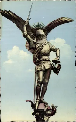 Statue de Saint-Michel — Abbaye du Mont-Saint-Michel — C.M. des Arts Photomécaniques, Paris