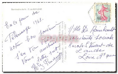 Santuário de Nossa Senhora de Buglose — Vindas — editor Vignes — Verso