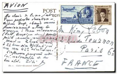 Esfinge de Gizé — Pirâmides de Gizé — Editor: Camerack Succ. Cairo, No. 1 — Verso