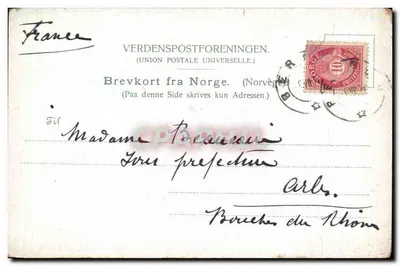 Bergen — vue du port depuis le phare de Valkendorf — éditeur F. Beyer, Bergen i. N. Strangade 6c.84 — Verso