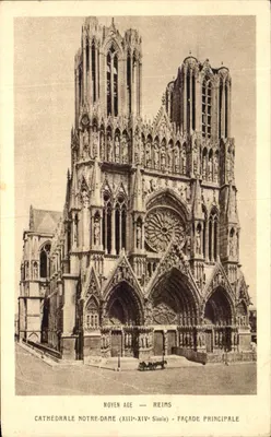 Bilhete postal antigo Catedral de Reims Nossa Senhora da Providência