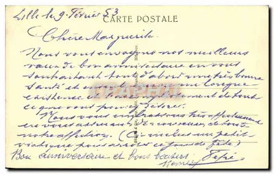 Bilhete postal antigo Catedral de Reims Nossa Senhora da Providência — Verso